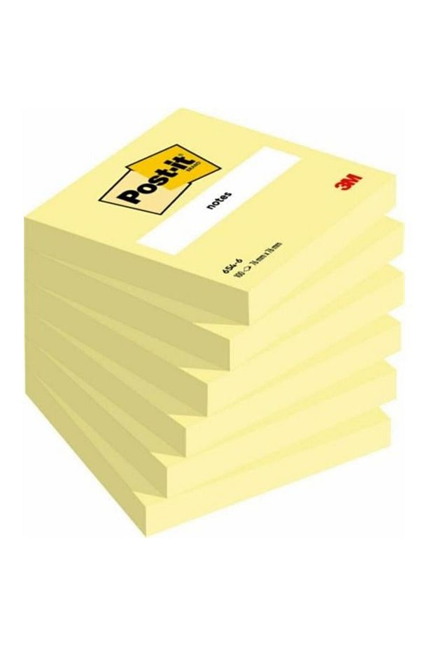 3M Post-It 654 76mm*76mm 100 Yaprak Sarı Not Kağıdı 6 Paket - 1
