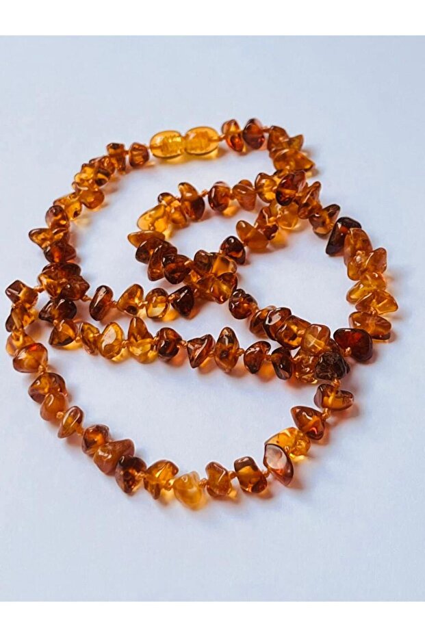 Drop Amber Cognac Color 55 Cm Unisex Necklace