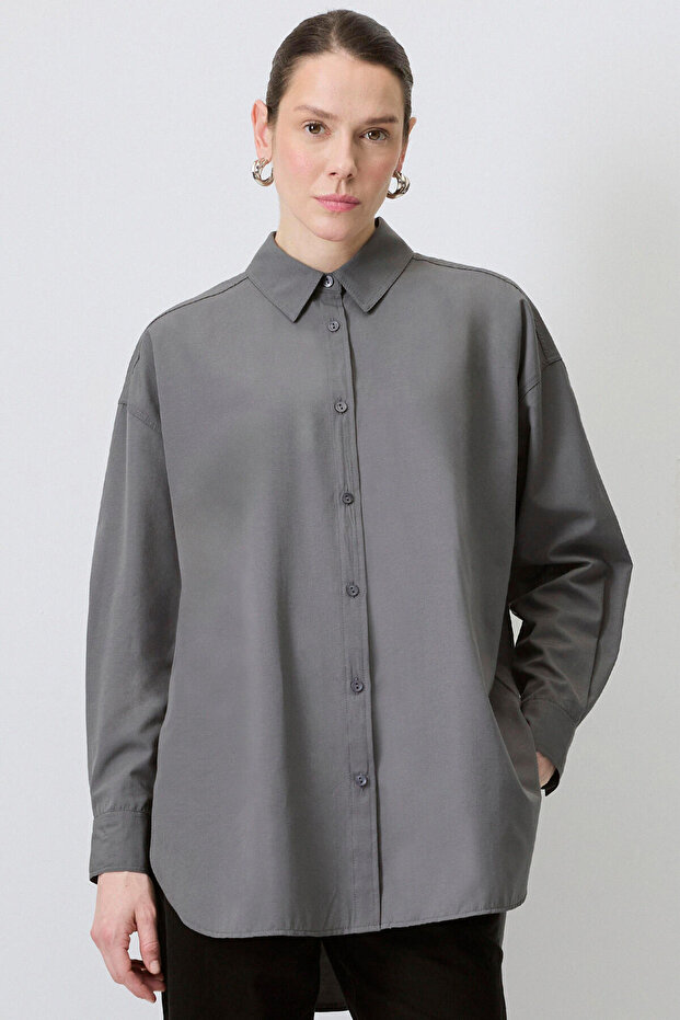 OVERSİZE FİT POPLİN GÖMLEK - 4