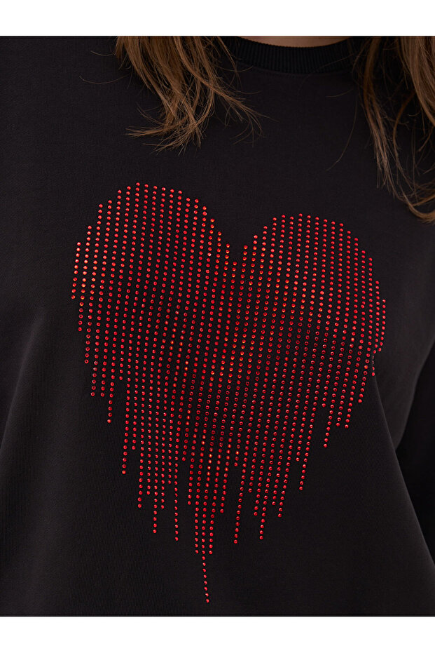 Oversize Taş Baskılı Sweatshirt - 5