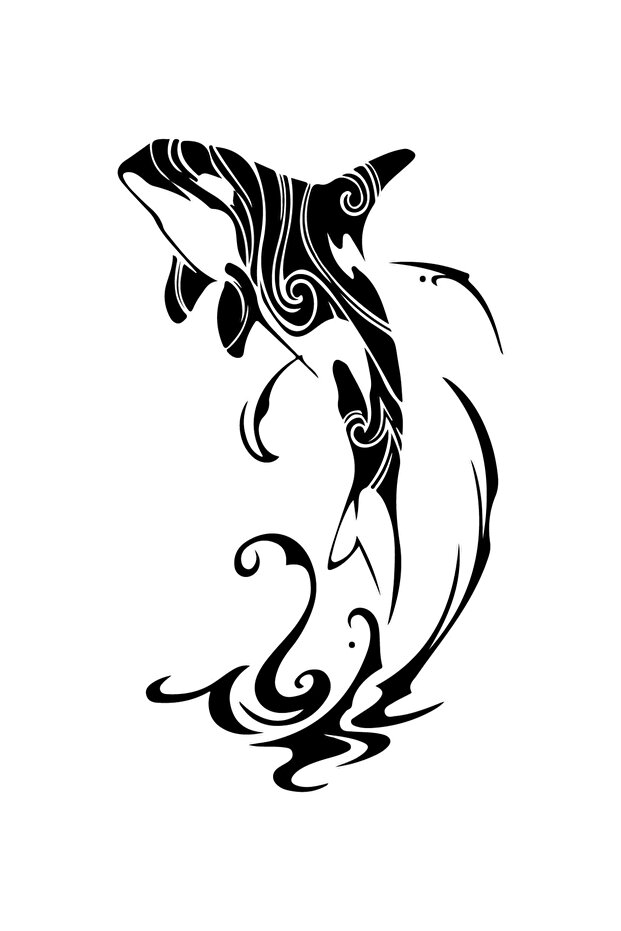 Whale Jumping in the Ocean and Waves Wall Decor Sticker A+ Quality 59 X 100 cm Durable