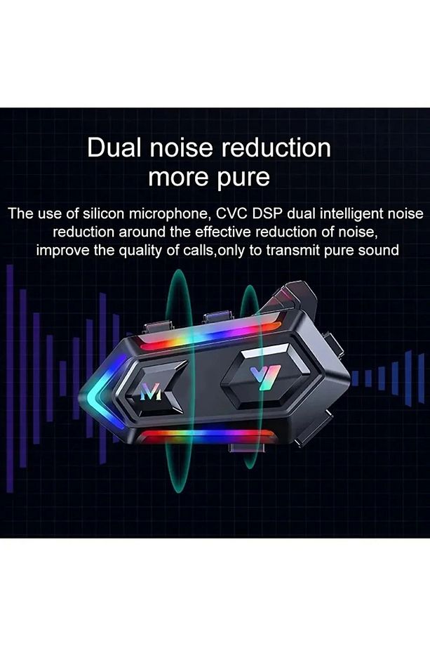 V20 Motor Kurye Kask Kulaklık RGB Modlu Bluetooth Motosiklet Kulaklık 5.3 Bluetooth Intercom - 3