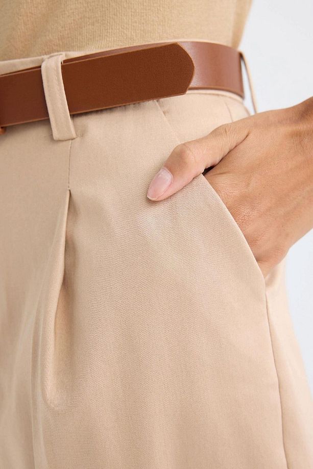Carrot Fit Kemerli Klasik Kışlık Pantolon Siyah Yüksek Bel Dar Paça Piliseli Basic Düz Kısa Paça D42 - 8