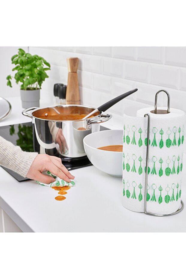 مناديل مطبخ، منقوشة باللون الأخضر/الأبيض الفاتح - 6