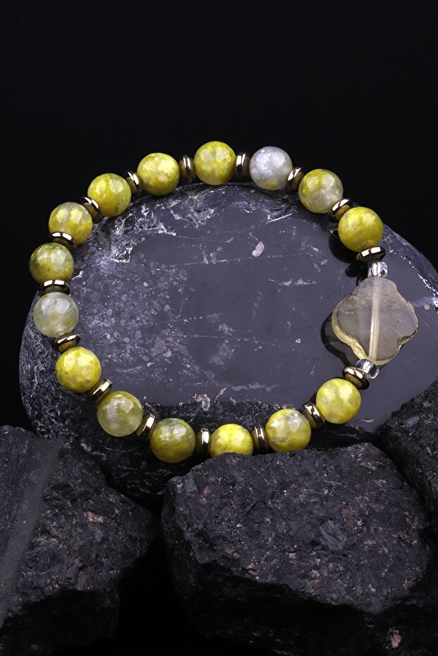 Green Quartz - Hematite Natural Stone Design Bracelet