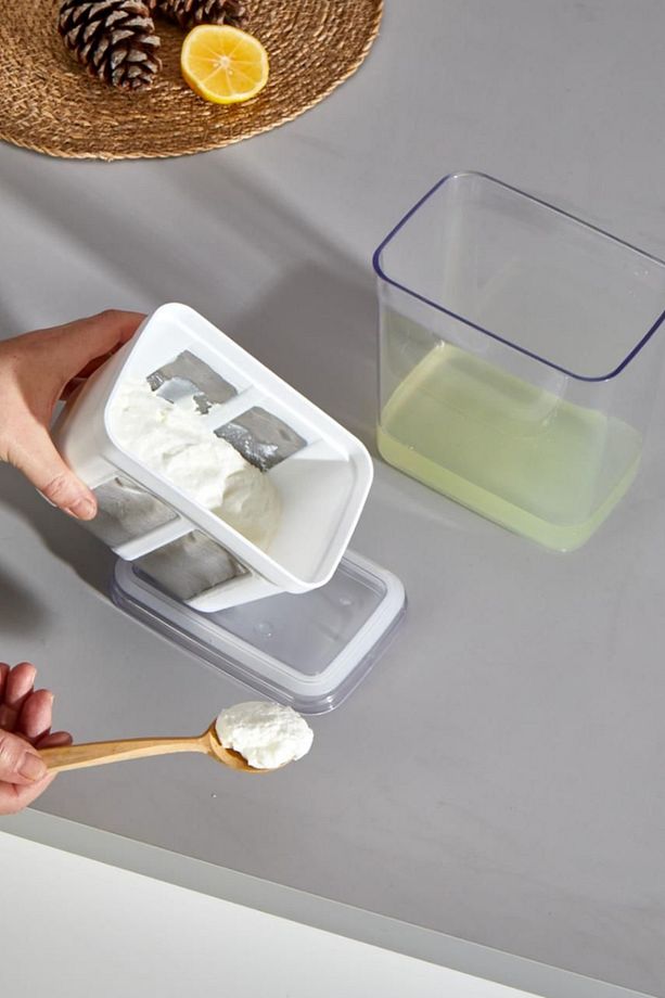 2 Adet 2200ml Yoğurt Süzme Aparatı Evde Süzme Aparatı Peynir Yapmak Artık Kolay - 7