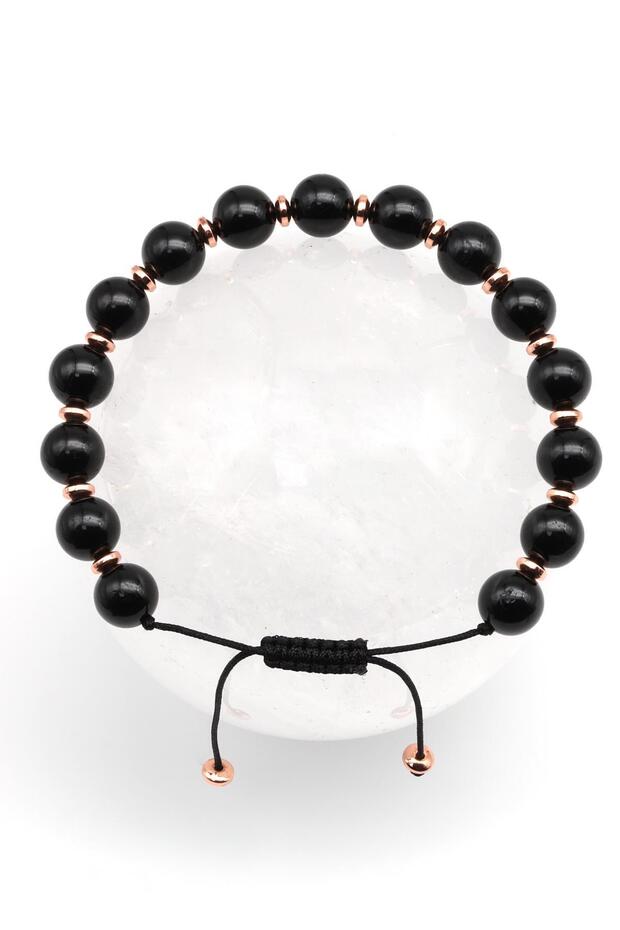 Black Tourmaline - Hematite Natural Stone Macrame Knitted Bracelet