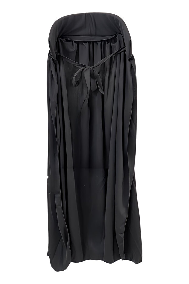 Black Color Collared Halloween Cloak 120 cm (Masked Ball & Halloween Dracula Cloak)