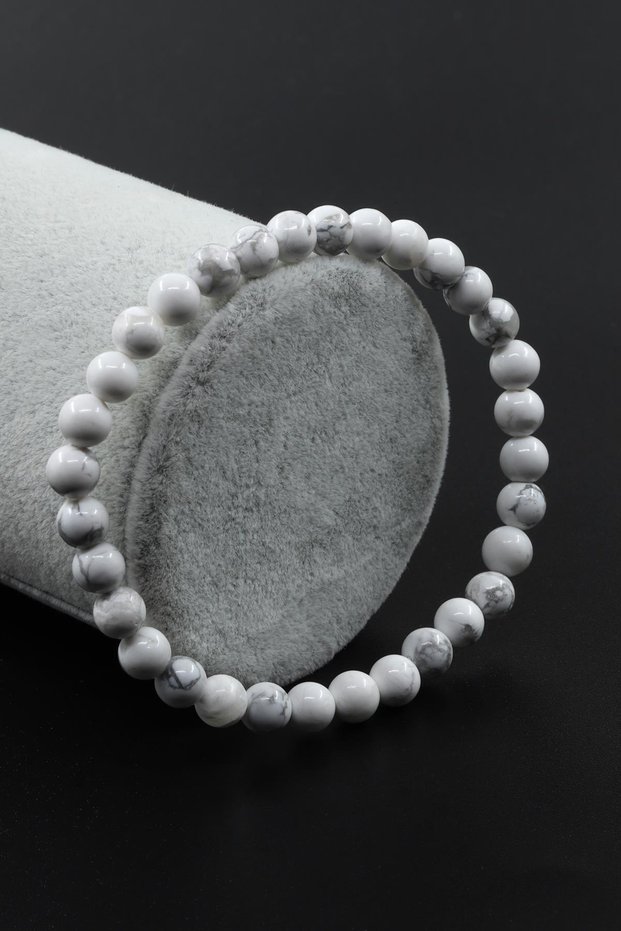 Howlite Natural Stone Bracelet 6 mm Sphere Cut