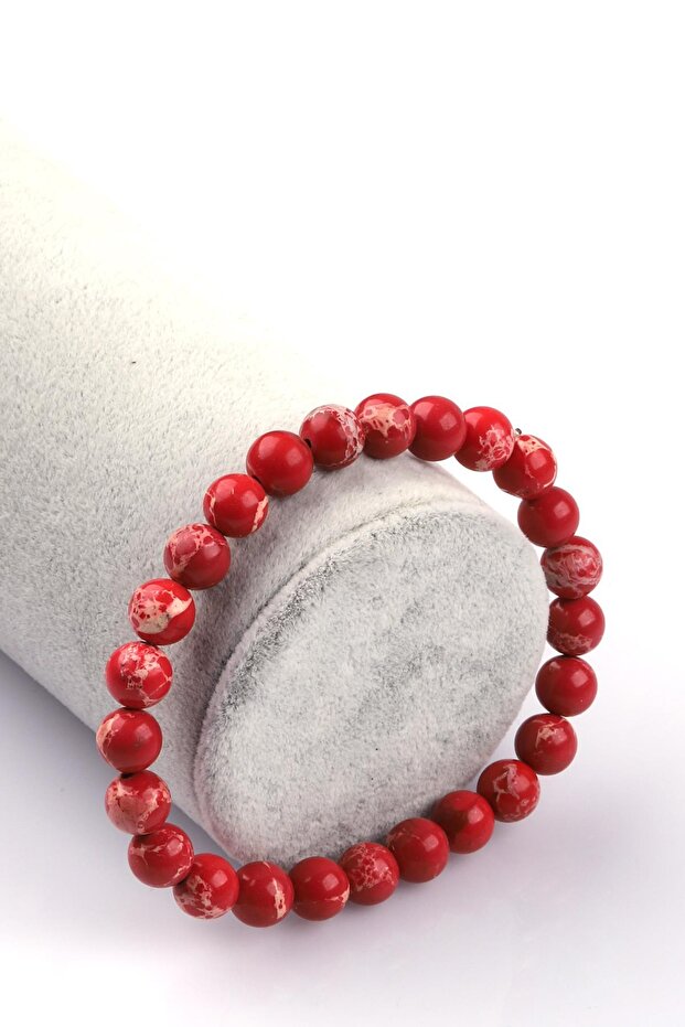 Pink Variscite Natural Stone Bracelet 8mm Sphere Cut