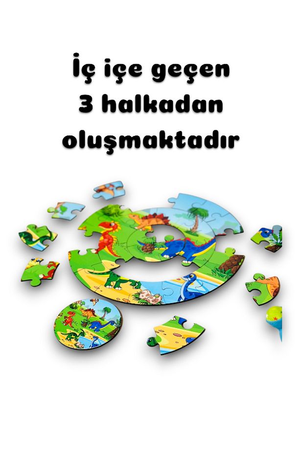 Dinazor Puzzle, Ahşap Dinazor Puzzle, Mega Boy Puzzle, Okul Öncesi Puzzle - 3