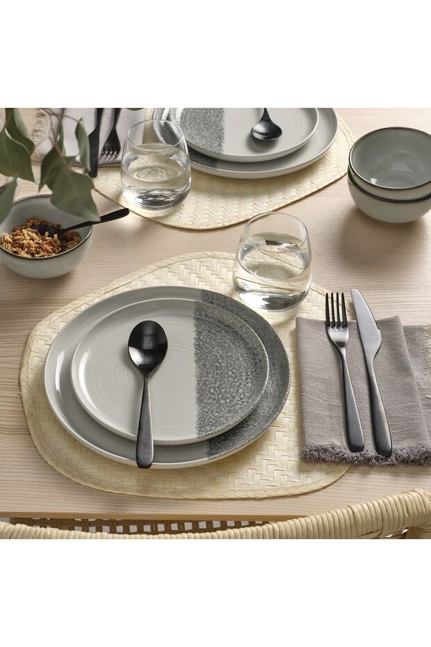 طبق جانبي، منقوش/رمادي فاتح، 20 سم - 4