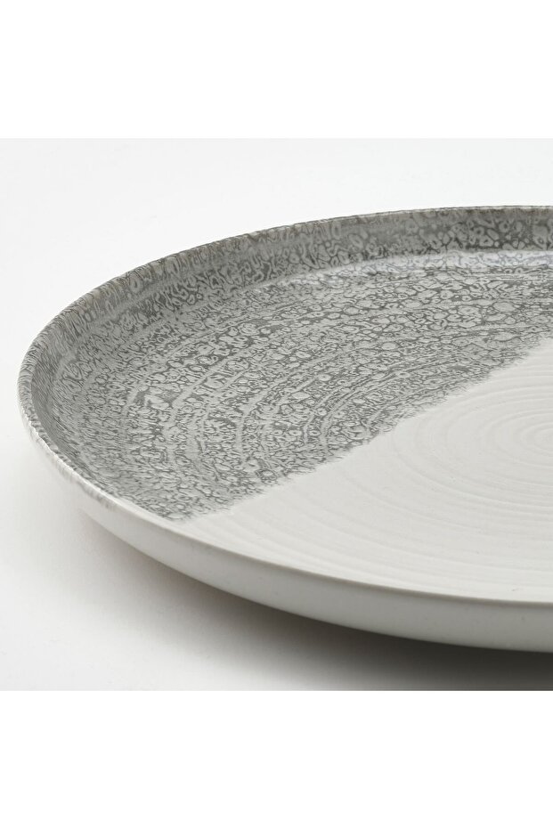 طبق منقوش/رمادي، 25 سم - 2