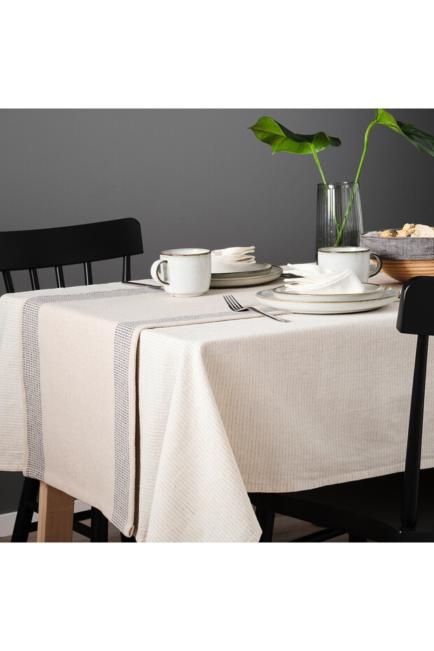 مفرش طاولة، بيج، 145×240 سم - 5