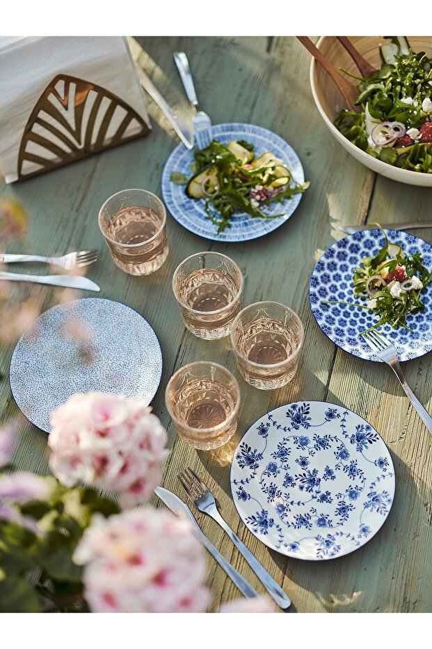 Side plate, patterned/blue, 18 cm - 6