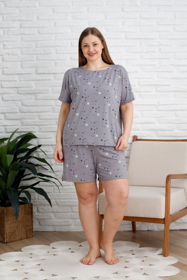 Plus Size Women's Sleepwear with Short Sleeve Shorts
