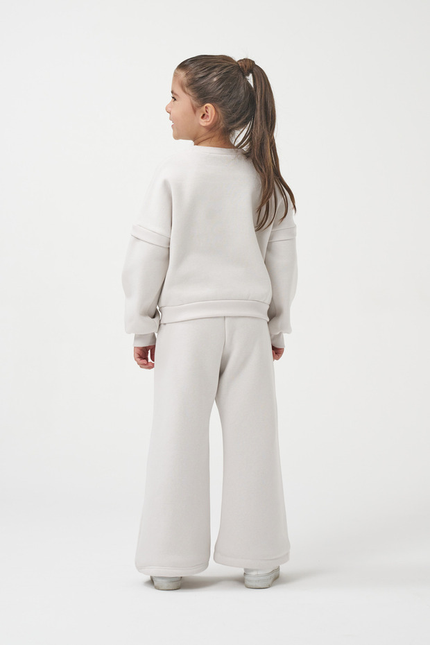 Kız Çocuk Baskılı Oversize Kışlık Eşofman Takımı - 4