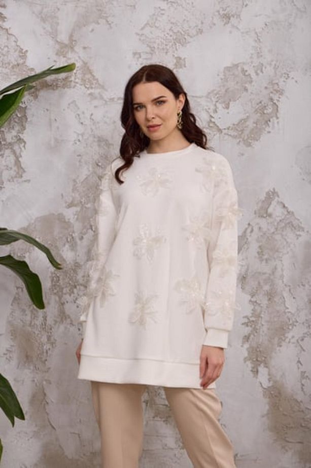 Marwa by moodbasic PULLU ÇİÇEK NAKIŞLI SWEAT - 2