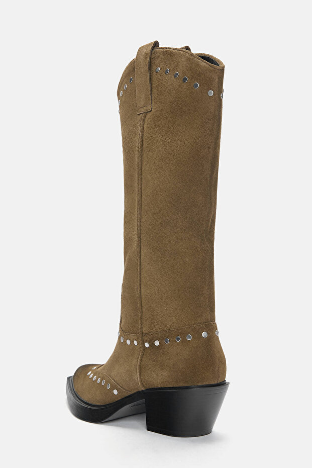 Zımbalı deri kovboy çizmesi - 5