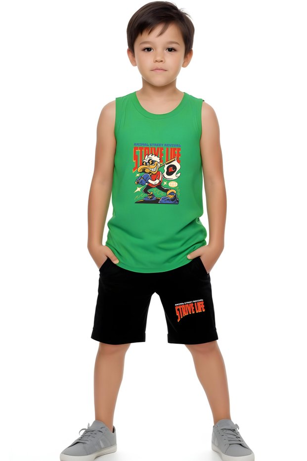 Strive Duck Printed Boys' Sling T-Shirt and Shorts Bottom-Top Set
