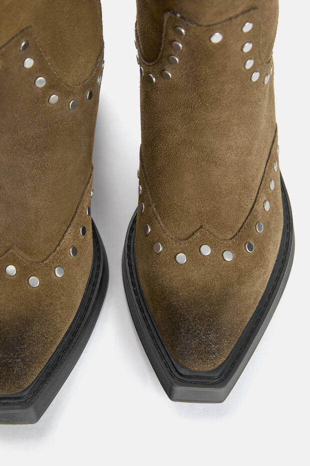 Zımbalı deri kovboy çizmesi - 6