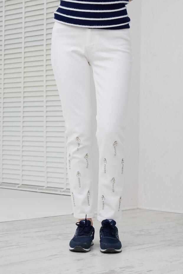 TAŞ DETAYLI KOT PANTOLON - 1