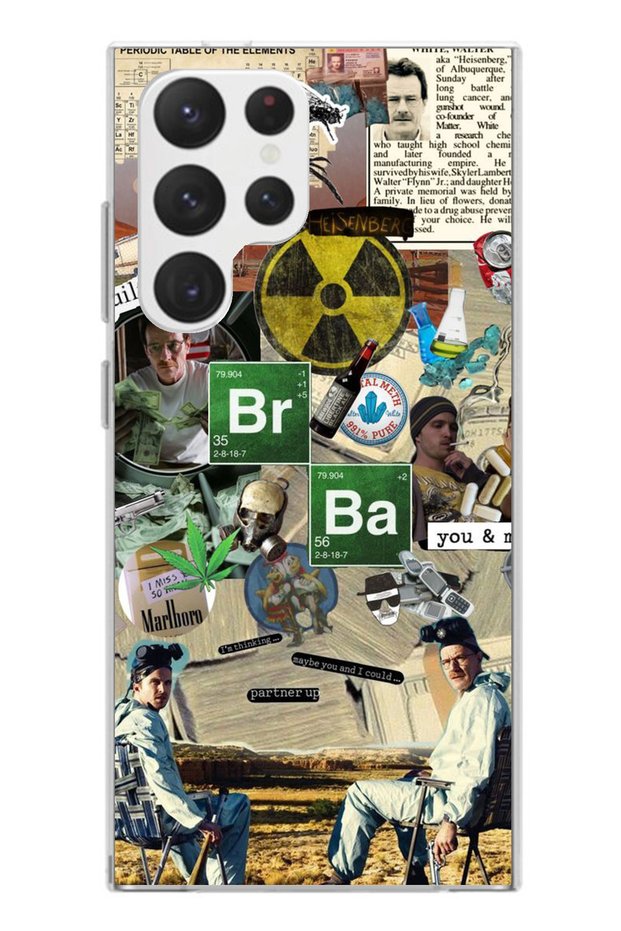 حافظة سيليكون شفافة متوافقة مع هاتف Samsung Galaxy S22 ULTRA Breaking Bad Collage