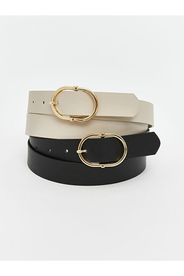 LCW ACCESSORIES Leather Look Women's Belt 2-Pack