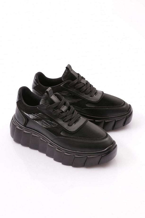Kadın Bağcıklı Sneaker Ayakkabı Siyah Siyah 61733410 - 2