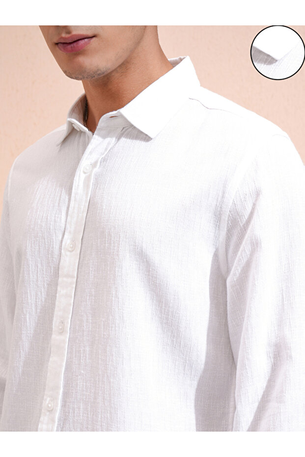 قميص سادة بقصّة عادية مع ياقة - 5