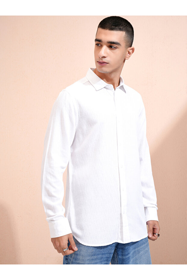 قميص سادة بقصّة عادية مع ياقة - 6