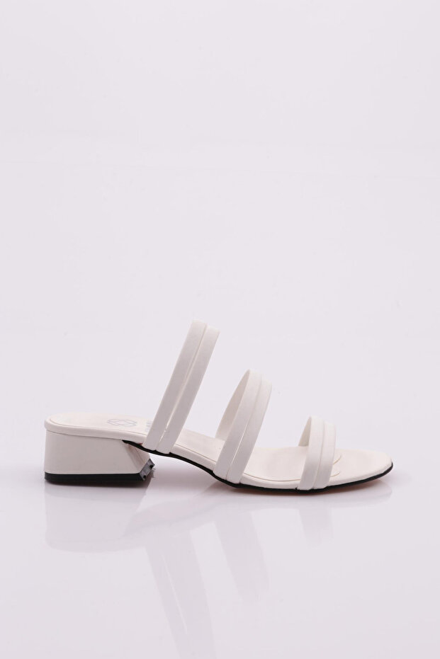 White Oval Toe Women's Slippers - 3 Strips 16122342674