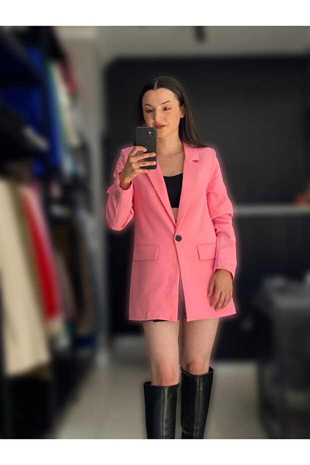 Pembe Blazer Ceket - 1