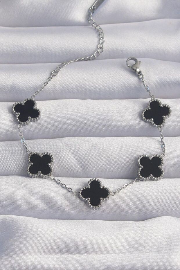 steel clover bracelet