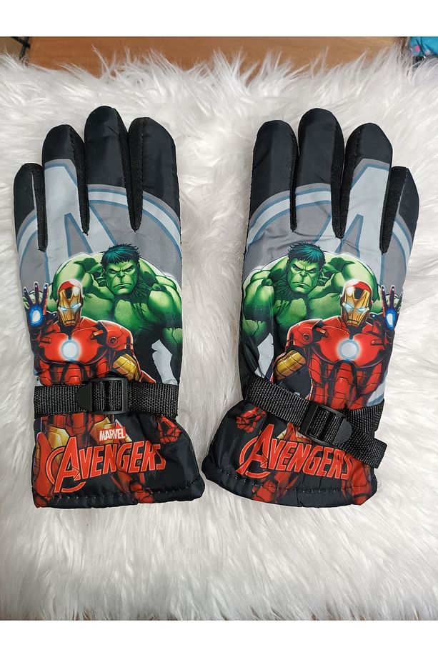 Hulk Su Geçirmez Siyah Renk Astarlı Çocuk Kayak Ve Kar Eldiveni 5-9 Yaş Arası - 1