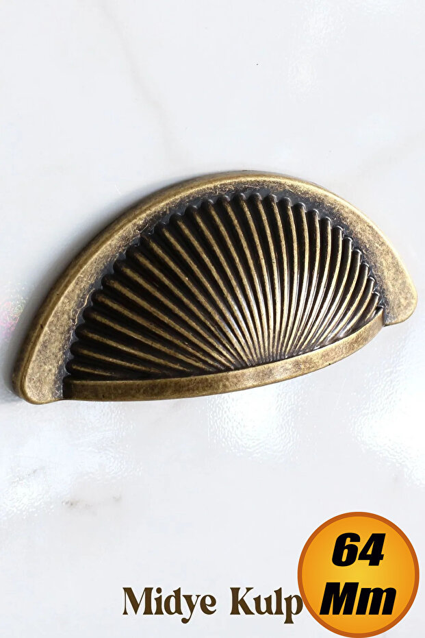 Sail Mussel Bag Dish 64 mm Button Antique Yellow Furniture Kitchen Cabinet Handle Handle Handles.