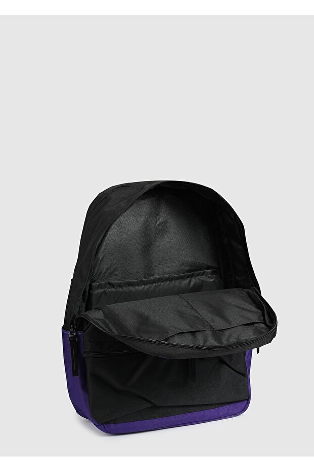 Purple Basic Double Colors Backpack Purple Black - 4