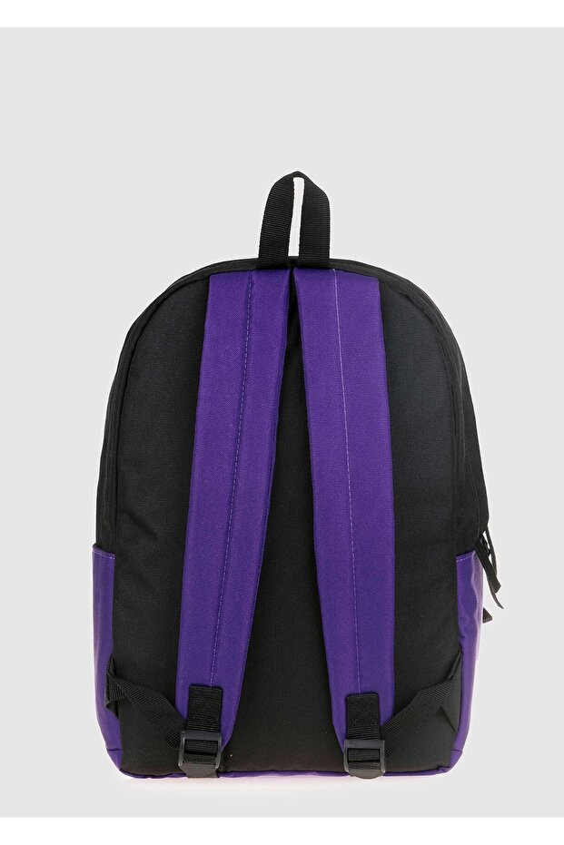 Purple Basic Double Colors Backpack Purple Black - 3