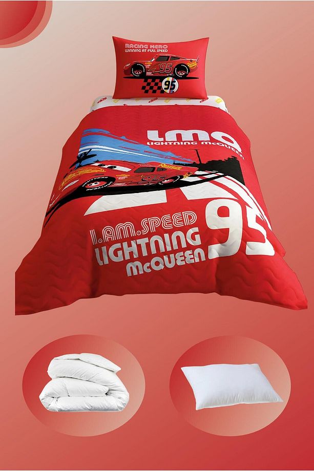 Lisanslı Disney Cars Full Speed Complete Tek Kişilik Uyku Seti + Yorgan + Yastık - 1