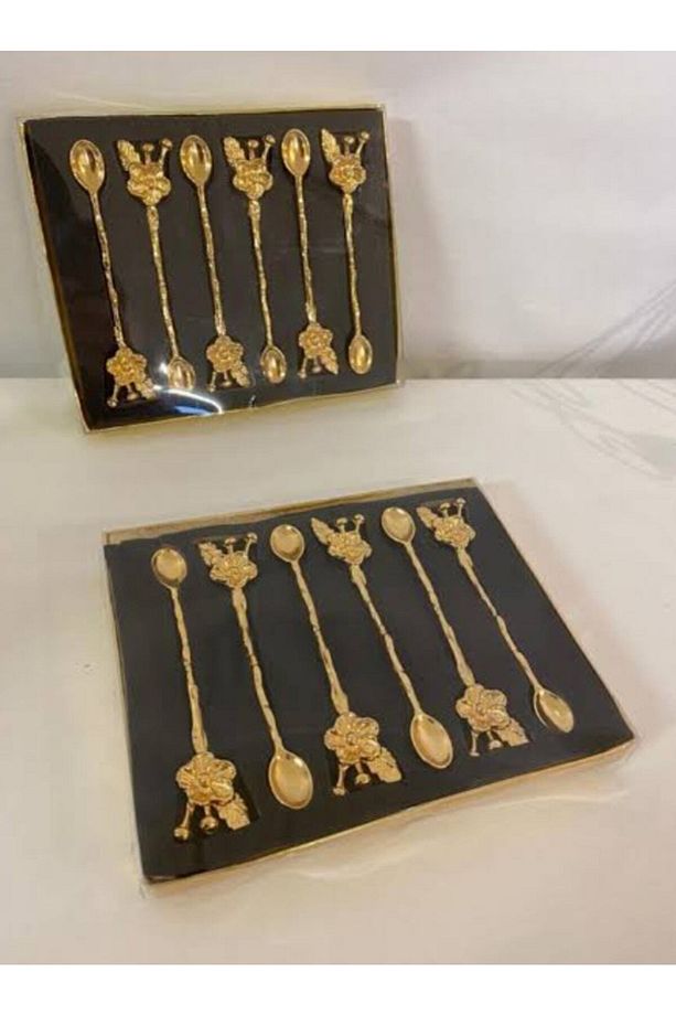 12 Adet Japon Gülü Gold Çay Kaşığı Seti Kahve Ve Kahvaltılık Hediyelik Mutfak Eşyası - 8
