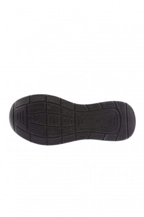 Kadın Kalın Taban File Detaylı Bağcıklı Sneakers Ayakkabı Siyah 34102831 - 5