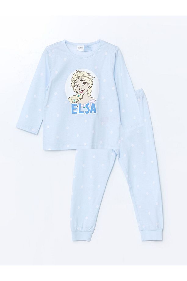 LCW Bisiklet Yaka Elsa Baskılı Kız Çocuk Pijama Takımı - 1