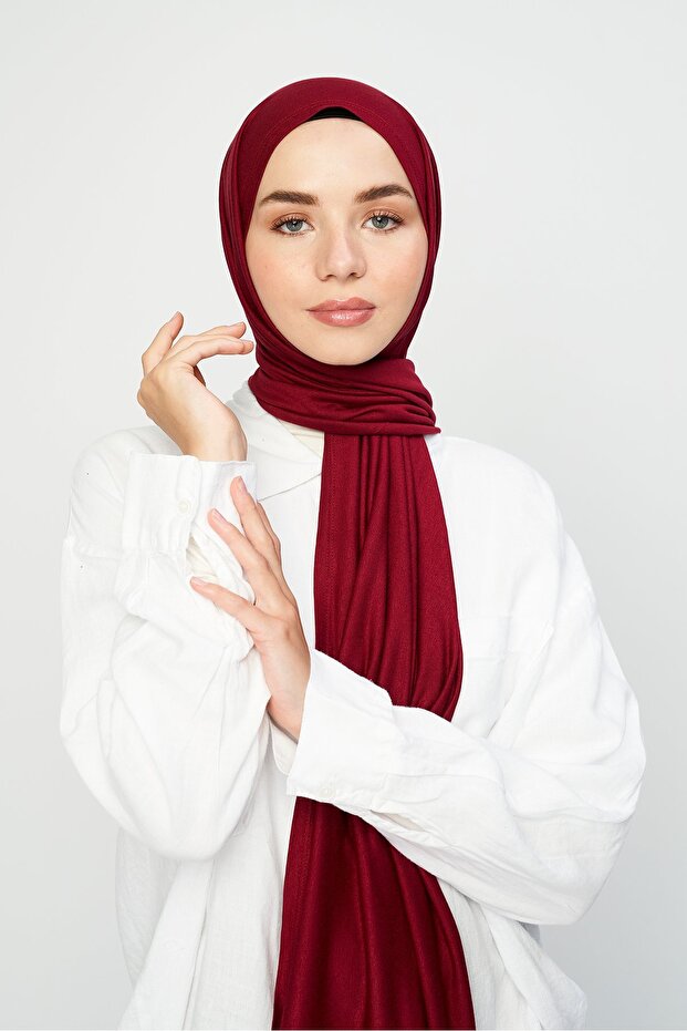Cherry Color Combed Cotton Shawl