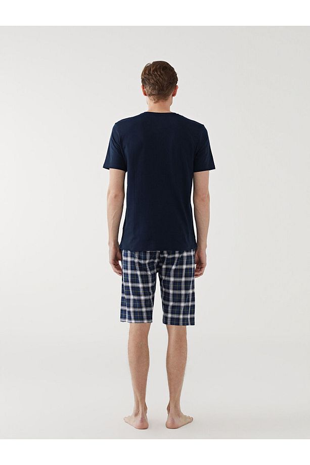Lacivert Standart Kalıp Erkek Şortlu Pijama Takımı - 6