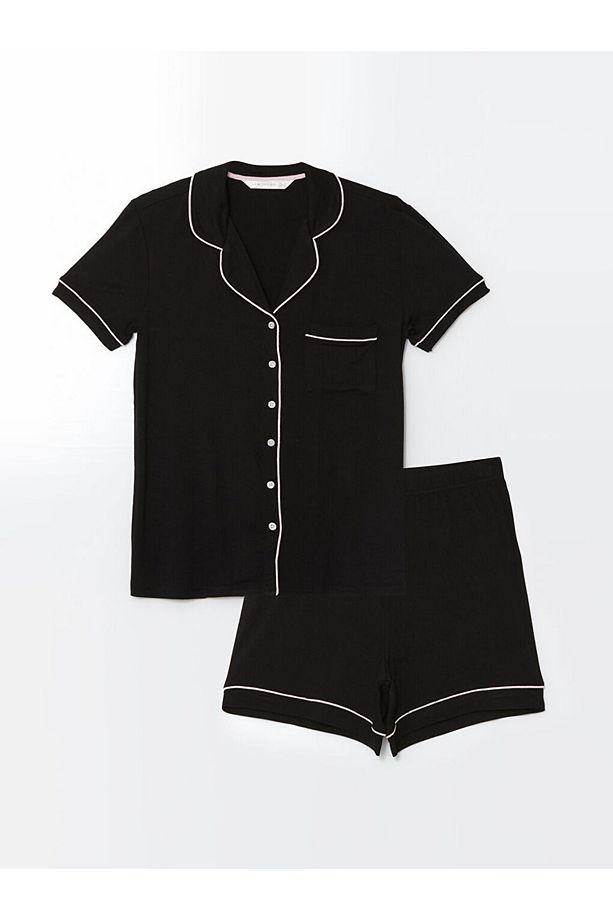 Gömlek Yaka Kadın Şortlu Pijama Takımı - 5