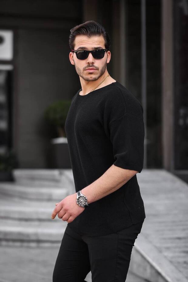 Açma Yaka Oversize Tişört - 3