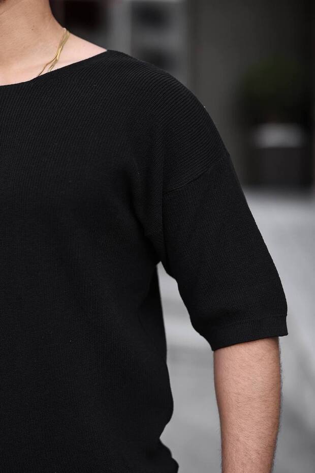 Açma Yaka Oversize Tişört - 2