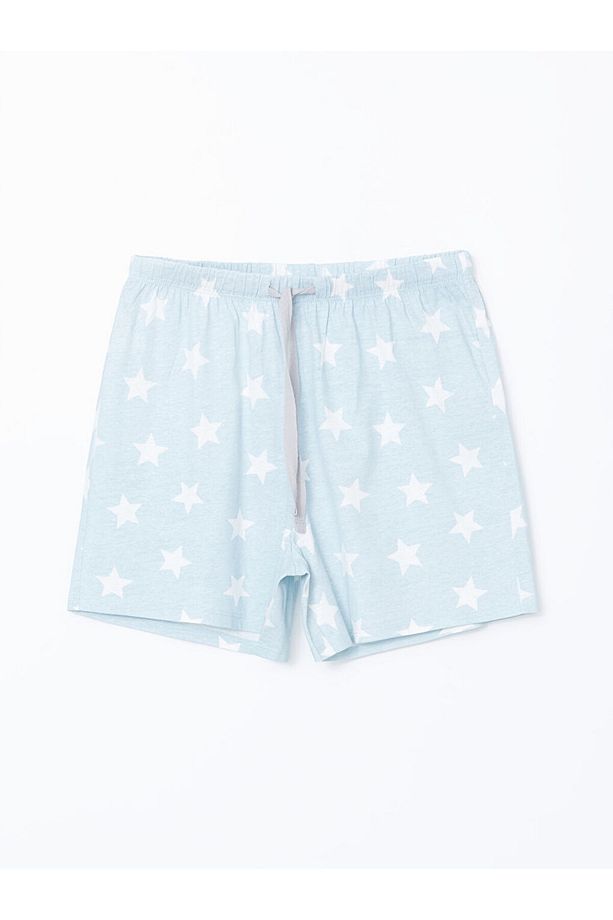 LCW DREAM Mavi Beli Lastikli Desenli Kadın Şort Pijama Altı - 1