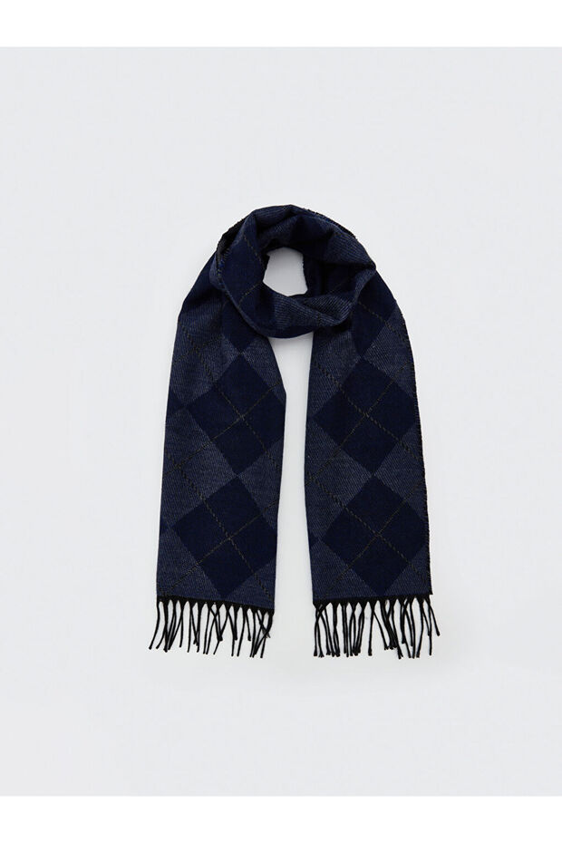 Esvab • Modern & Distinctive Checkered Embroidered Tassel Men's Scarf