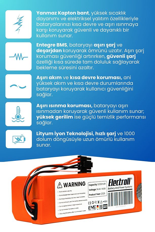 Xiaomi Mop 2 Pro Batarya Mjst1shw (ORJİNAL KAPASİTE) 5200mah Robot Süpürge Batarya - 3